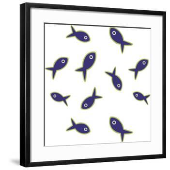 Lime With Purple Fish Repeat-Cindy Wider-Framed Giclee Print
