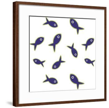 Lime With Purple Fish Repeat-Cindy Wider-Framed Giclee Print