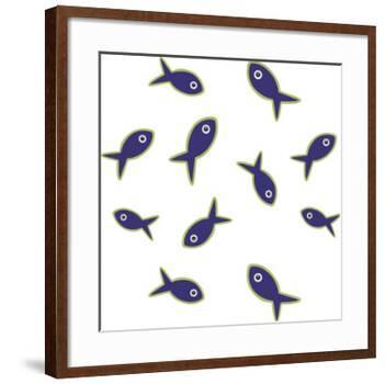 Lime With Purple Fish Repeat-Cindy Wider-Framed Giclee Print