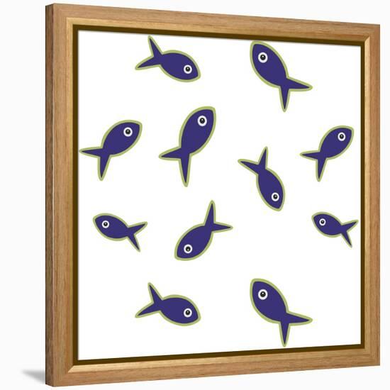 Lime With Purple Fish Repeat-Cindy Wider-Framed Premier Image Canvas