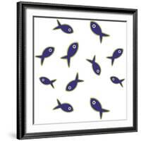 Lime With Purple Fish Repeat-Cindy Wider-Framed Giclee Print