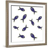 Lime With Purple Fish Repeat-Cindy Wider-Framed Giclee Print
