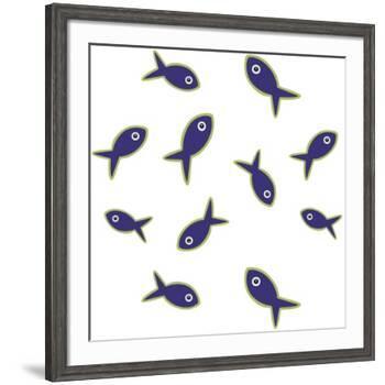 Lime With Purple Fish Repeat-Cindy Wider-Framed Giclee Print