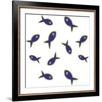Lime With Purple Fish Repeat-Cindy Wider-Framed Giclee Print