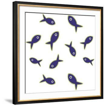 Lime With Purple Fish Repeat-Cindy Wider-Framed Giclee Print