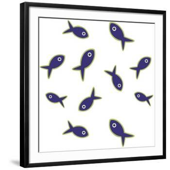 Lime With Purple Fish Repeat-Cindy Wider-Framed Giclee Print