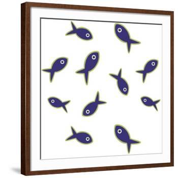 Lime With Purple Fish Repeat-Cindy Wider-Framed Giclee Print