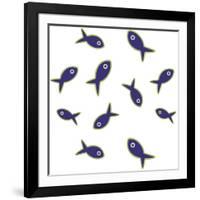 Lime With Purple Fish Repeat-Cindy Wider-Framed Giclee Print