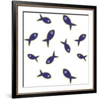 Lime With Purple Fish Repeat-Cindy Wider-Framed Giclee Print