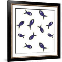 Lime With Purple Fish Repeat-Cindy Wider-Framed Giclee Print