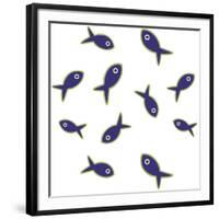 Lime With Purple Fish Repeat-Cindy Wider-Framed Giclee Print