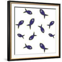 Lime With Purple Fish Repeat-Cindy Wider-Framed Giclee Print