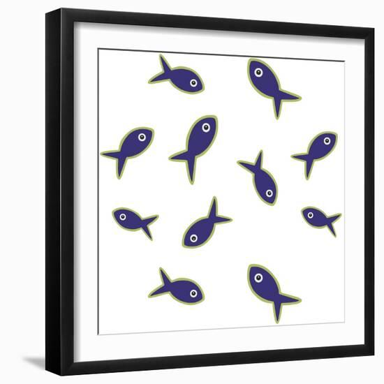 Lime With Purple Fish Repeat-Cindy Wider-Framed Giclee Print