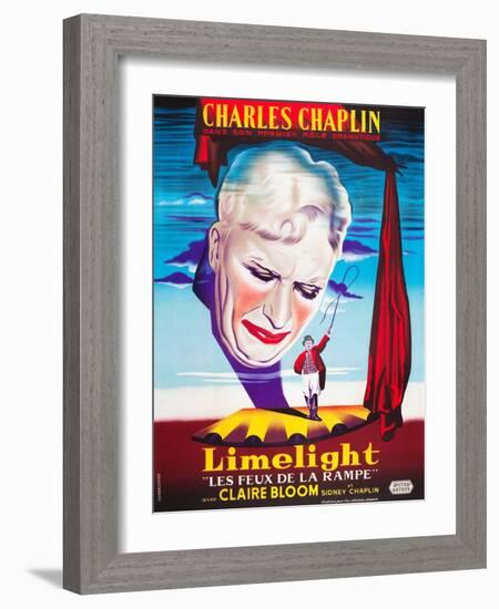 LIMELIGHT (aka LIMELIGHT LES FEUX DE LA RAMPE), French poster art, Charles Chaplin, 1952-null-Framed Art Print