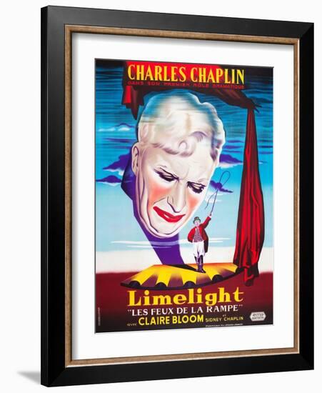 LIMELIGHT (aka LIMELIGHT LES FEUX DE LA RAMPE), French poster art, Charles Chaplin, 1952-null-Framed Art Print