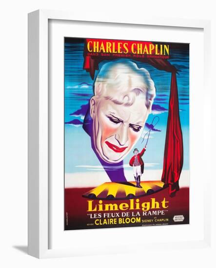 LIMELIGHT (aka LIMELIGHT LES FEUX DE LA RAMPE), French poster art, Charles Chaplin, 1952-null-Framed Art Print