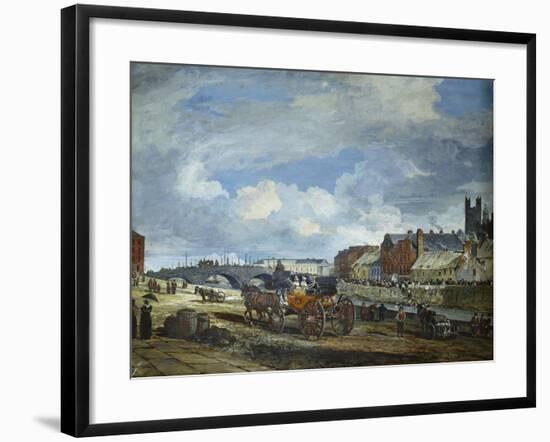 Limerick: Charlotte Quay and George's Quay, Matthew Bridge and the Customs House-William Turner Lond-Framed Giclee Print