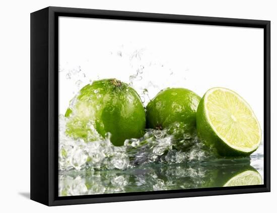 Limes with Splashing Water-Michael L?ffler-Framed Premier Image Canvas