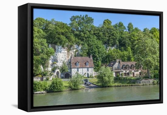 Limestone buildings, along Seine River, Normandy, France-Lisa S. Engelbrecht-Framed Premier Image Canvas