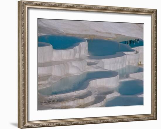 Limestone Hot Springs and Reflection of Tourists, Cotton Castle, Pamukkale, Turkey-Cindy Miller Hopkins-Framed Photographic Print