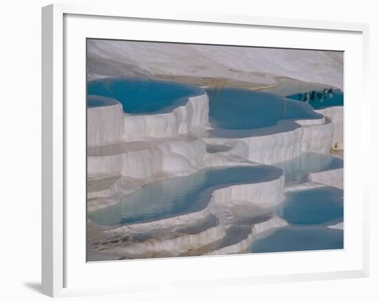 Limestone Hot Springs and Reflection of Tourists, Cotton Castle, Pamukkale, Turkey-Cindy Miller Hopkins-Framed Photographic Print