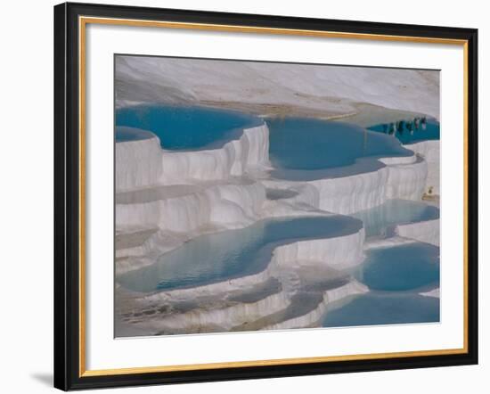 Limestone Hot Springs and Reflection of Tourists, Cotton Castle, Pamukkale, Turkey-Cindy Miller Hopkins-Framed Photographic Print