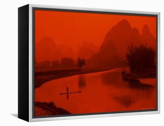 Limestone Mountains, Li River Fishermen, Yangshou, Guilin, China-Bill Bachmann-Framed Premier Image Canvas