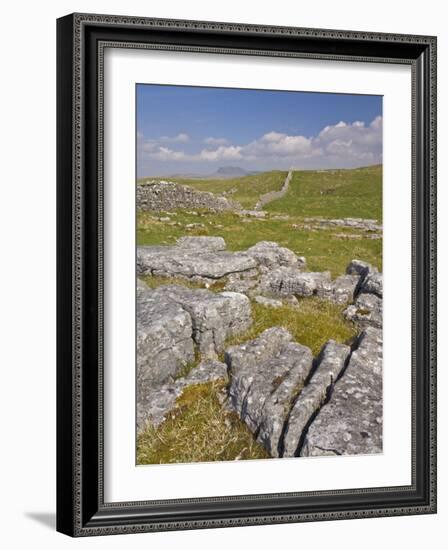 Limestone Pavement and Dry Stone Wall Above Settle, Yorkshire Dales National Park, England-Neale Clark-Framed Photographic Print