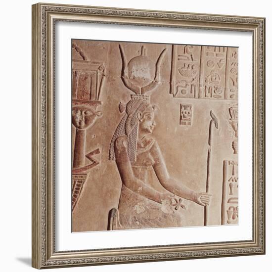 Limestone Relief of Cleopatra VII, 51-30 BC, Temple of Hathor, Roman period, Dendera, Egypt-null-Framed Photographic Print