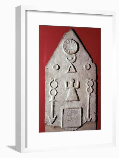 Limestone stela with a dedication to Baal, from Carthage, north Africa, 2nd-1st century BC-Unknown-Framed Giclee Print