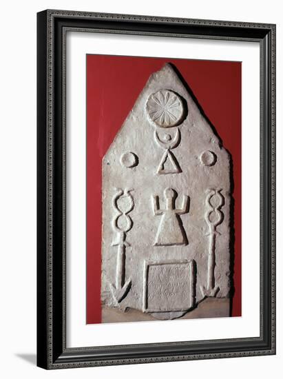 Limestone stela with a dedication to Baal, from Carthage, north Africa, 2nd-1st century BC-Unknown-Framed Giclee Print