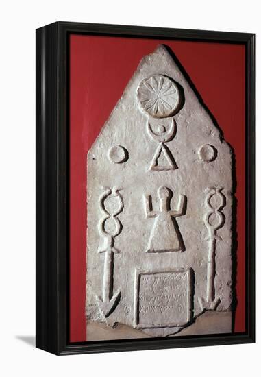 Limestone stela with a dedication to Baal, from Carthage, north Africa, 2nd-1st century BC-Unknown-Framed Premier Image Canvas