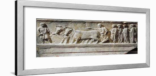 Limestone "Sulcus Primigenius" Relief, Representing Ceremony of Foundation of City of Aquileia-null-Framed Giclee Print