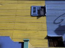 Yellow and Blue Walls with Shadow of a Street Light, La Boca, Buenos Aires, Argentina-Lin Alder-Photographic Print