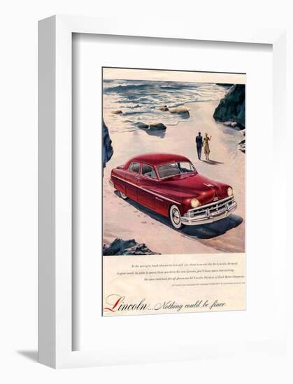 Lincoln 1950 - Beach Ad-null-Framed Art Print