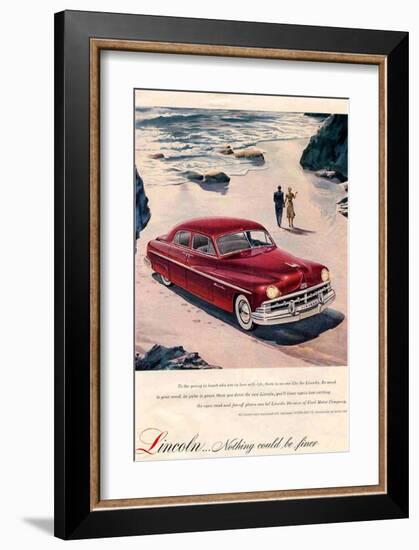 Lincoln 1950 - Beach Ad-null-Framed Art Print