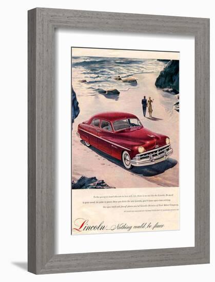 Lincoln 1950 - Beach Ad-null-Framed Art Print