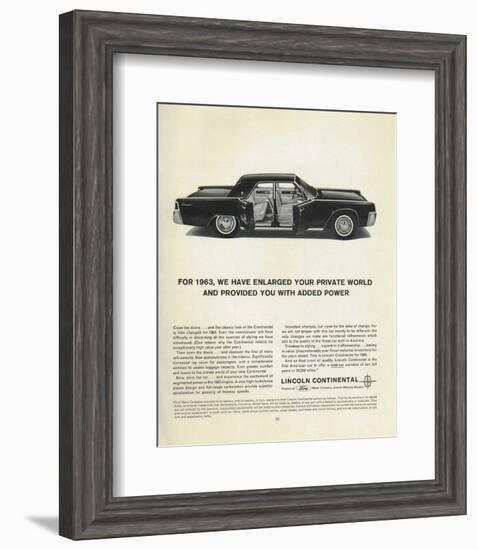 Lincoln 1963 - Added Power-null-Framed Art Print