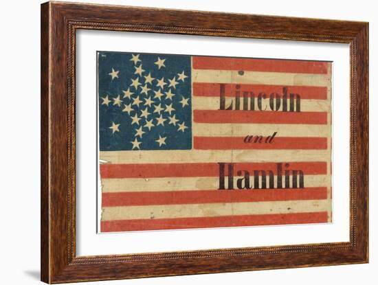 Lincoln and Hamlin Campaign Flag-null-Framed Premium Giclee Print