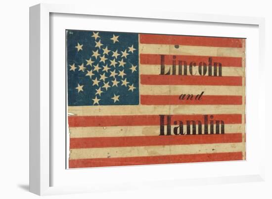 Lincoln and Hamlin Campaign Flag-null-Framed Premium Giclee Print