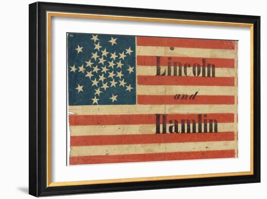 Lincoln and Hamlin Campaign Flag-null-Framed Premium Giclee Print