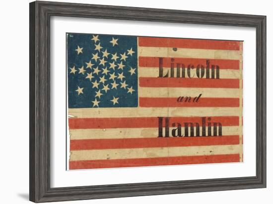 Lincoln and Hamlin Campaign Flag-null-Framed Art Print