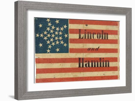 Lincoln and Hamlin Campaign Flag-null-Framed Art Print