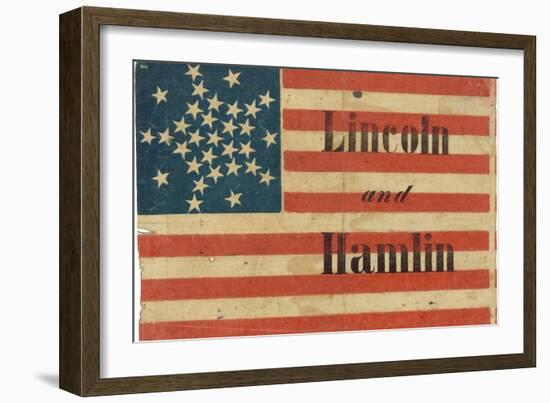 Lincoln and Hamlin Campaign Flag-null-Framed Art Print