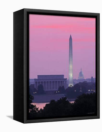Lincoln and Washington Memorials and Capitol, Washington D.C. Usa-Walter Bibikow-Framed Premier Image Canvas