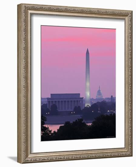 Lincoln and Washington Memorials and Capitol, Washington D.C. Usa-Walter Bibikow-Framed Photographic Print