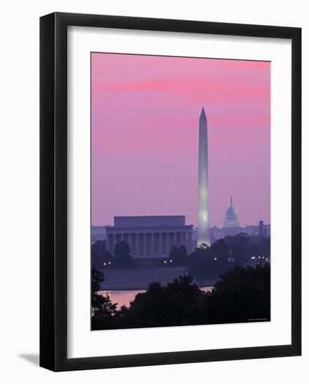 Lincoln and Washington Memorials and Capitol, Washington D.C. Usa-Walter Bibikow-Framed Photographic Print