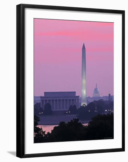 Lincoln and Washington Memorials and Capitol, Washington D.C. Usa-Walter Bibikow-Framed Photographic Print