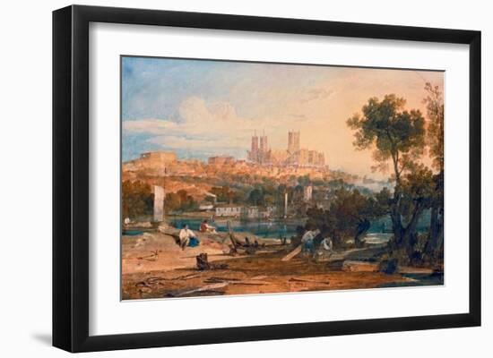 Lincoln Cathedral from the Holmes, Brayford, 1802-J M W Turner-Framed Giclee Print