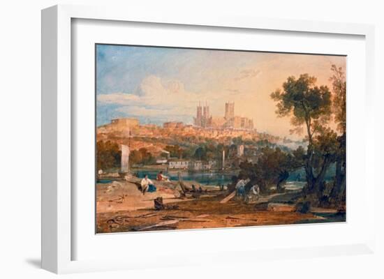 Lincoln Cathedral from the Holmes, Brayford, 1802-J M W Turner-Framed Giclee Print